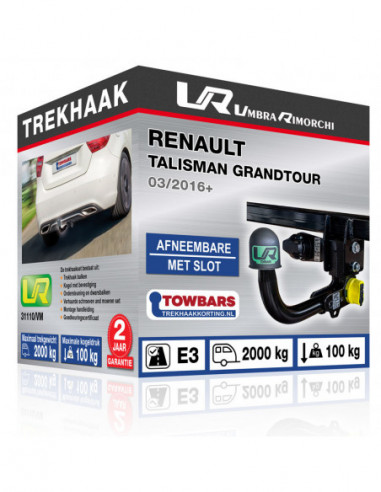 Trekhaak Renault TALISMAN GRANDTOUR Verticaal afneembare trekhaak met slot