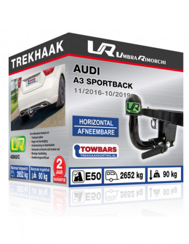 Trekhaak Audi A3 SPORTBACK Horizontal afneembare trekhaak