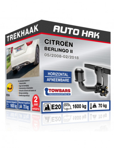 Trekhaak Citroën BERLINGO II Horizontal afneembare trekhaak