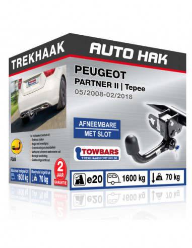 Trekhaak PEUGEOT PARTNER II | Tepee vertikal abnehmbar