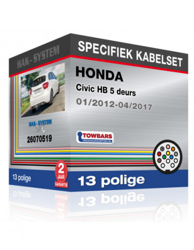 Specifieke kabelset voor de  HONDA Civic HB 5 deurs, 2012, 2013, 2014, 2015, 2016, 2017 [13 polige]