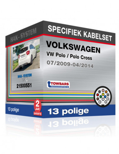 Specifieke kabelset voor de  VOLKSWAGEN VW Polo / Polo Cross, 2009, 2010, 2011, 2012, 2013, 2014 [13 polige]