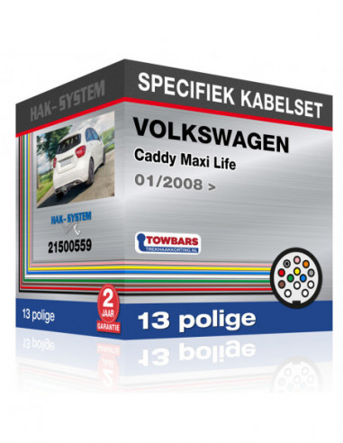 Specifieke kabelset voor de  VOLKSWAGEN Caddy Maxi Life, 2008, 2009, 2010, 2011, 2012, 2013, 2014, 2015, 2016, 2017 [13 polige]