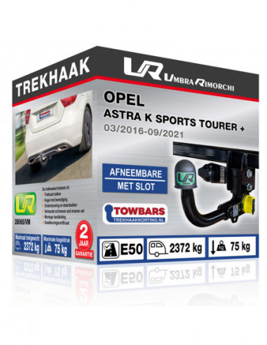 Trekhaak Opel ASTRA K SPORTS TOURER + Verticaal afneembare trekhaak met slot