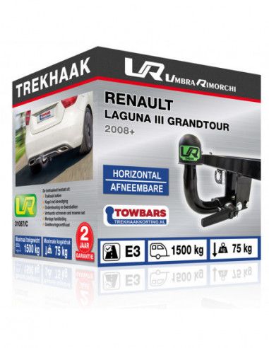 Trekhaak Renault LAGUNA III GRANDTOUR Horizontal afneembare trekhaak