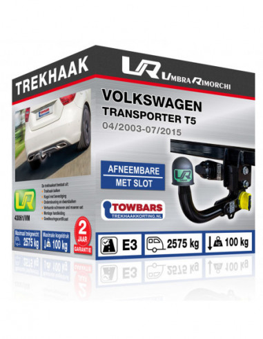Trekhaak Volkswagen TRANSPORTER T5 Verticaal afneembare trekhaak met slot