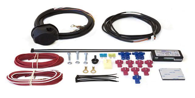 Universal wiring kits with an electronic module for towing hooks